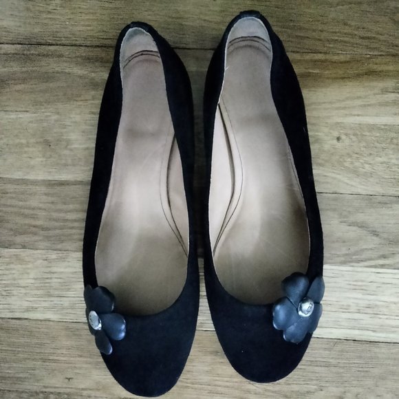 UGG Shoes - UGGs Black Suede Flats Size 8.5